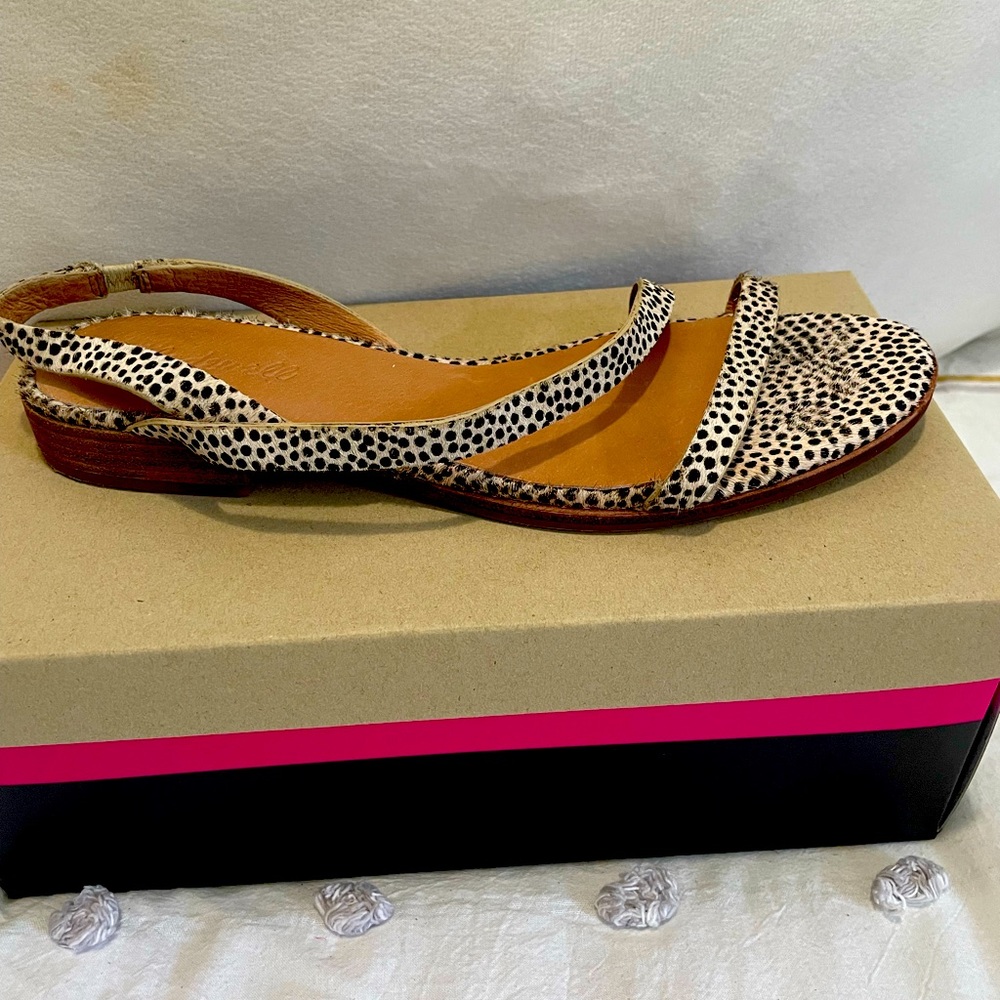Madewell calfskin animal print sling back sandals